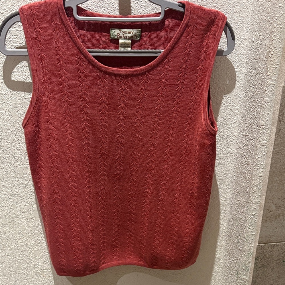 Tommy Bahama Women's Dusty Rose Silk Cotton Blend sweater vest Sleeveless Top